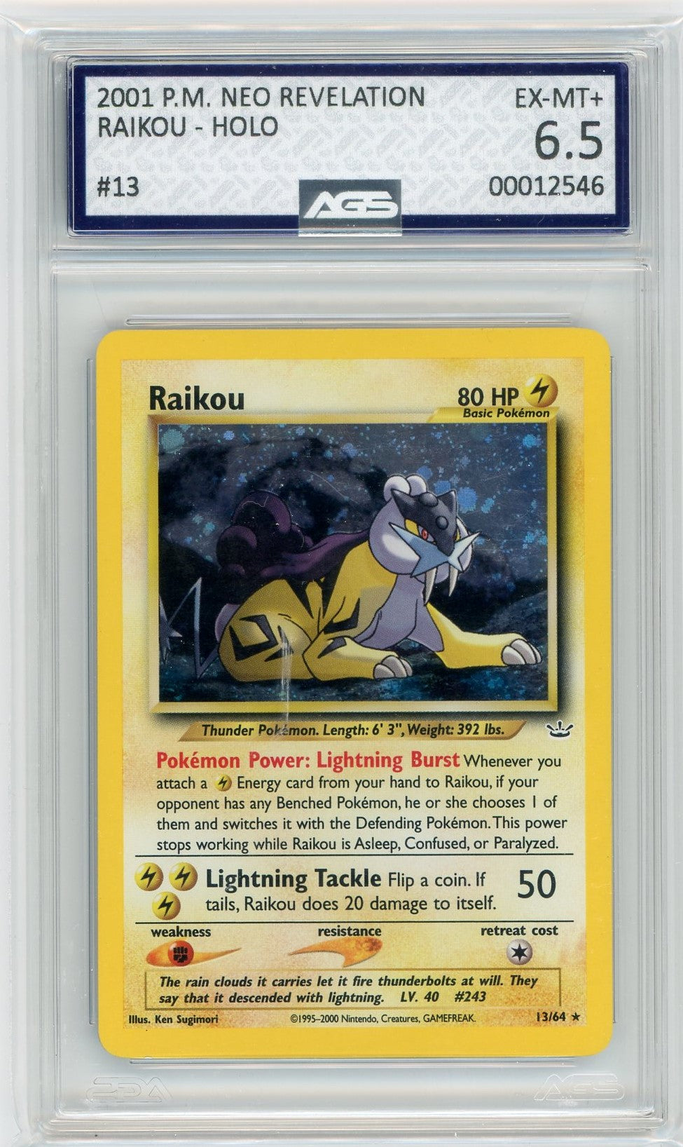 AGS (EX-MT+ 6.5) Raikou #13 - Neo Revelation (#00012546)