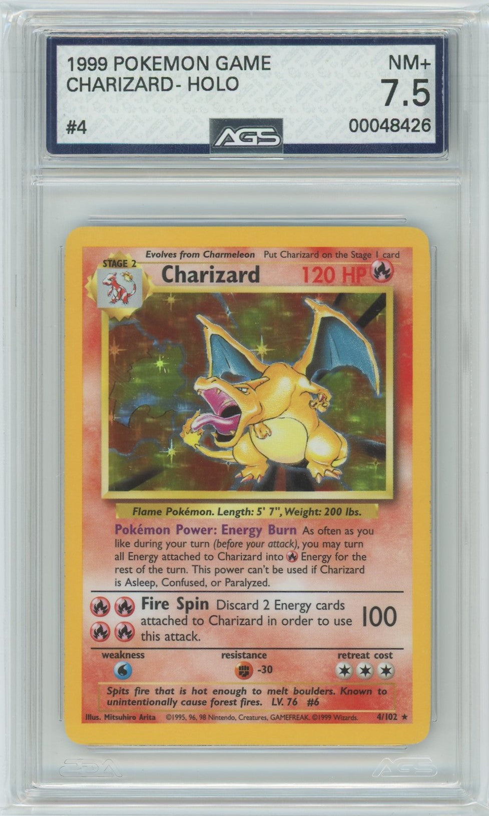AGS (NM+ 7.5) Charizard #4 - Base Set (#00048426)