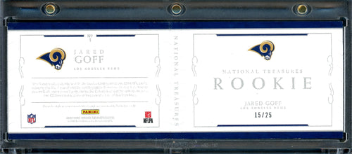 2016 Panini National Treasures Jared Goff Rookie Team Logo Booklet /25 Rams