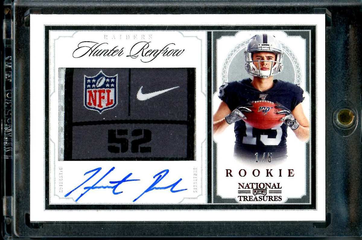 2019 Panini National Treasures Hunter Renfrow Rookie Laundry Tag RPA Red /5 Raiders